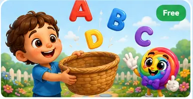 A child catching colorful letters with LolliPop